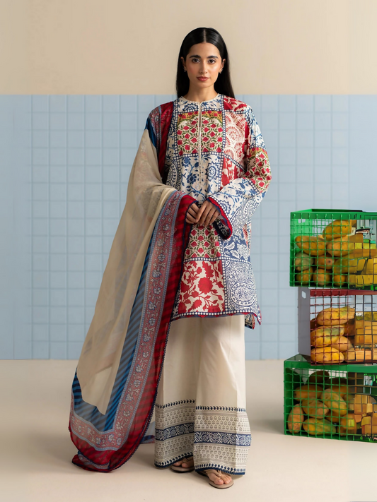 Unstitched 3-piece suit with digital printed lawn shirt, chiffon dupatta, and cambric trouser from Zara Shahjahan Coco, designed with elegant prints for everyday wear.