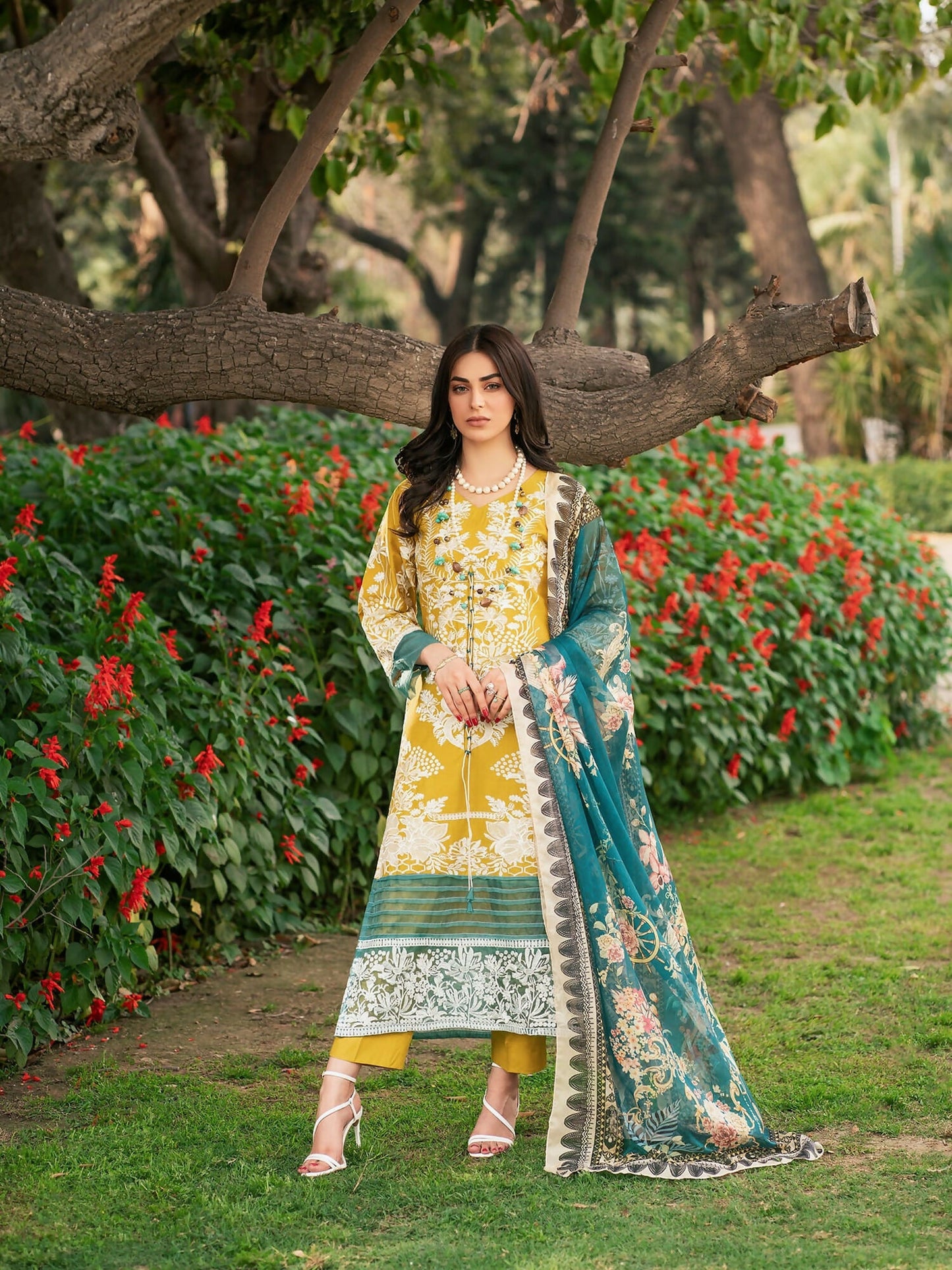 Panache Apparel Lawn Embroidered Stitched 2-Piece Suit-Florid Haven