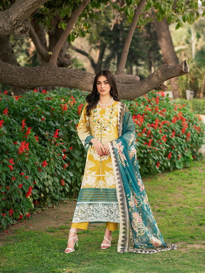 Panache Apparel Lawn Embroidered Stitched 2-Piece Suit-Florid Haven