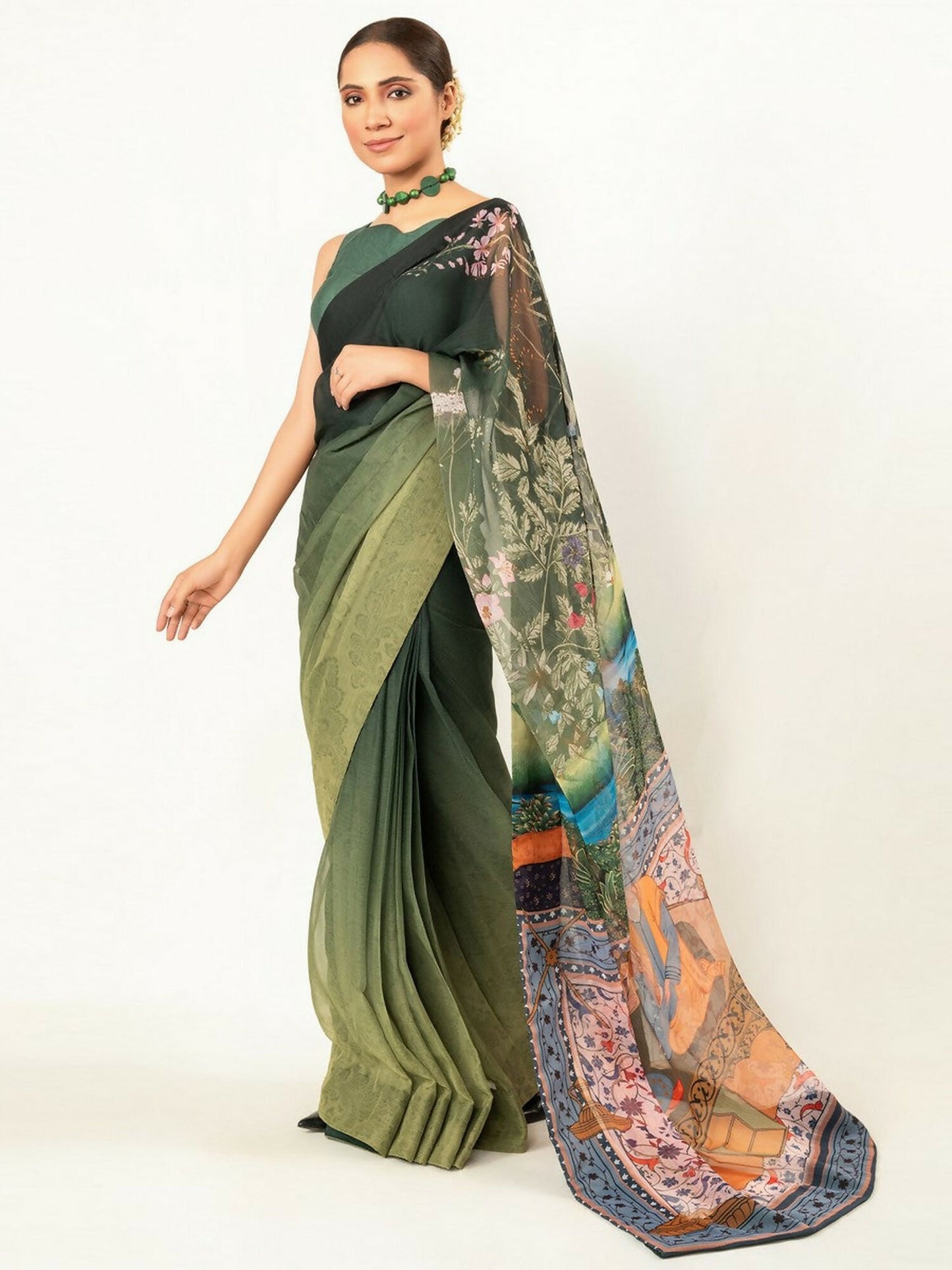 Imran Aftab Chiffon Printed Stitched Saree-IASC 06