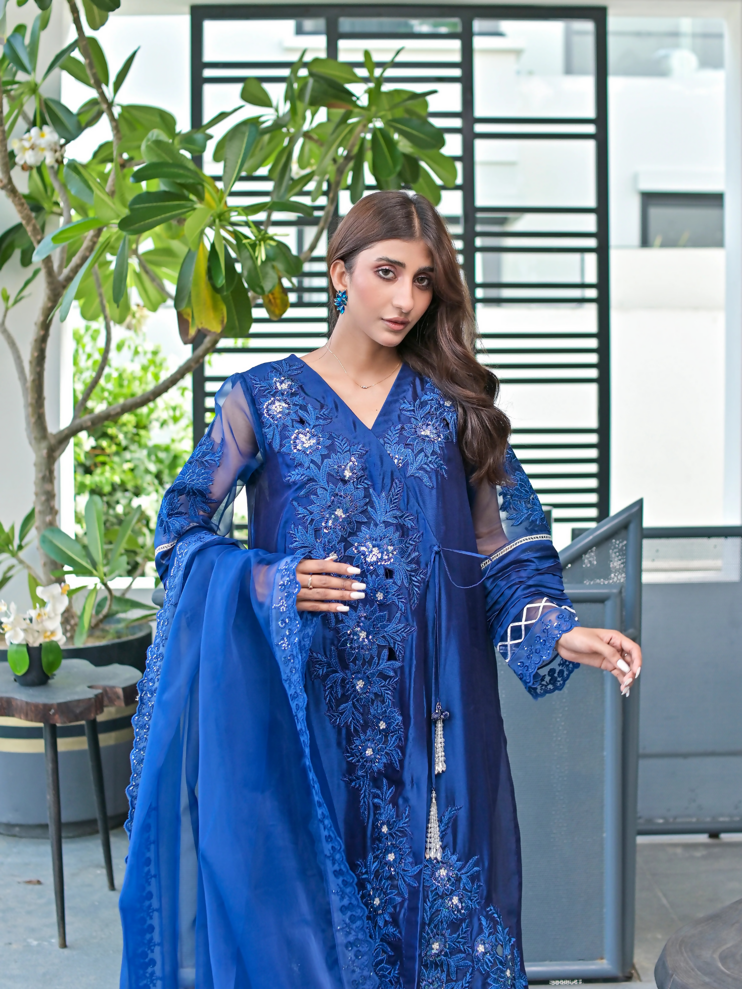 Farooq Hameed Studio Eid Edition'24 Silk Embroidered Stitched 3-Piece Suit-Freya