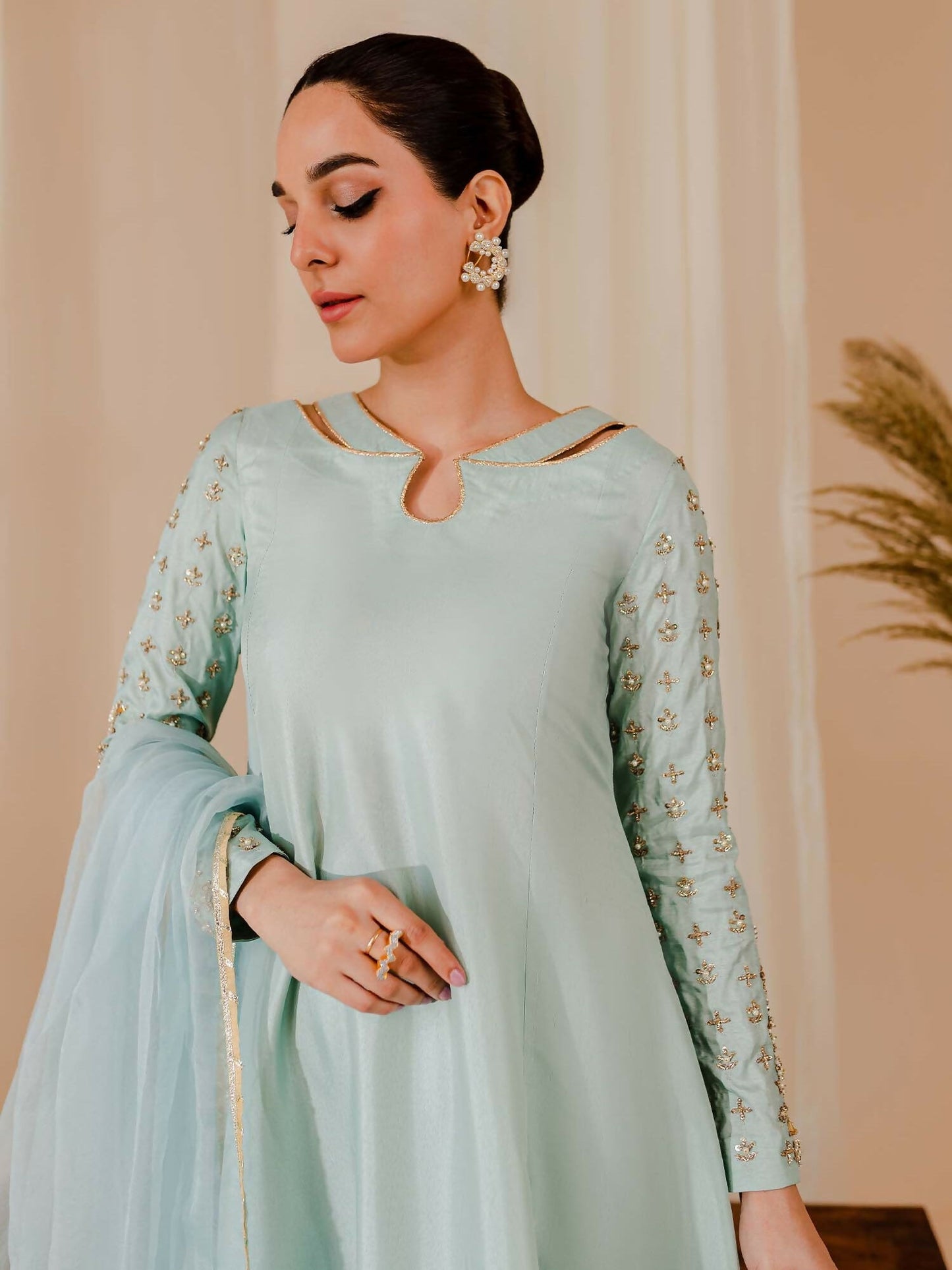 Allure By IH Raw Silk Embellished Stitched 3-Piece Suit-Madonna