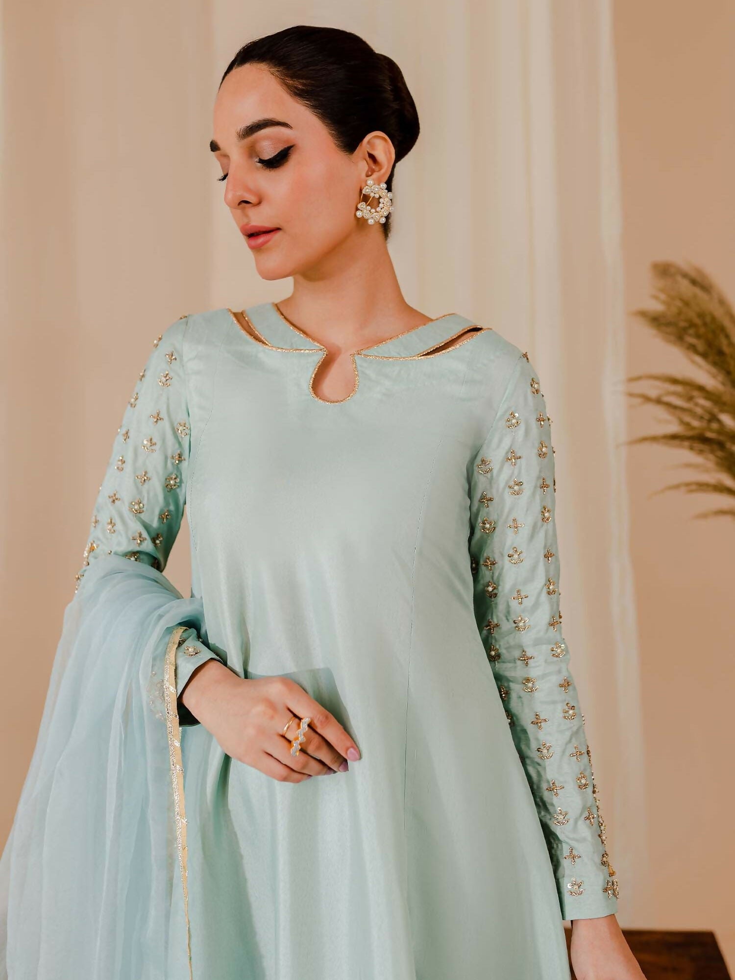 Allure By IH Raw Silk Embellished Stitched 3-Piece Suit-Madonna