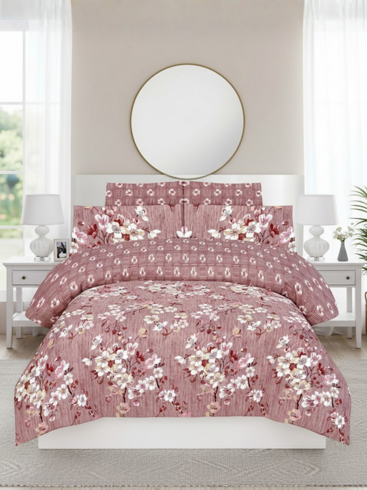 Salonika Printed 3 Piece King Bedsheet Set-152
