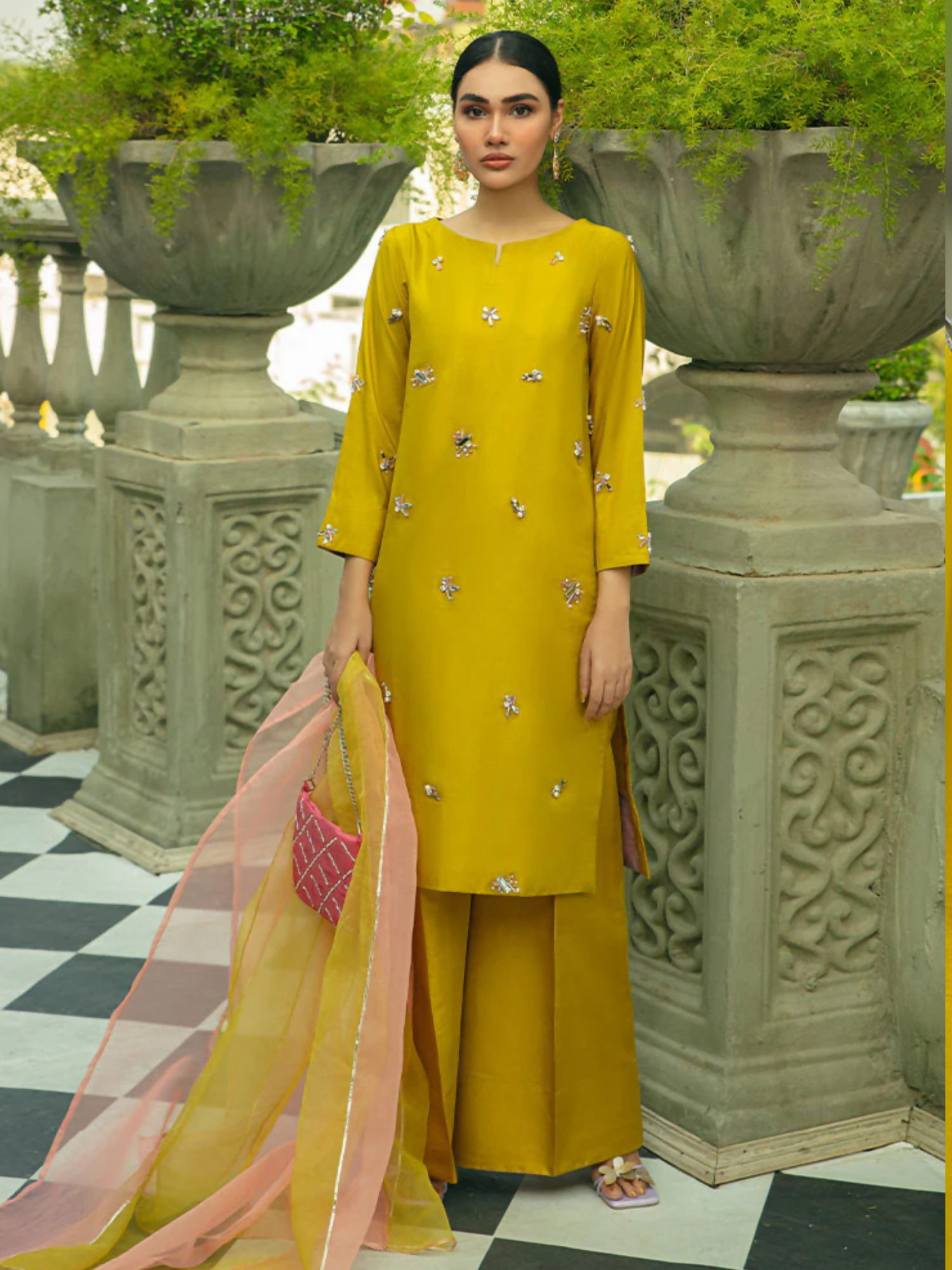 Allure By IH Raw Silk Embellished Stitched 3-Piece Suit-Sublime