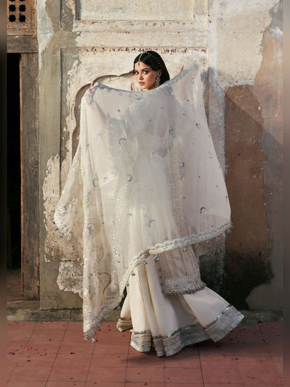 Hussain Rehar Massarat Festive Unstitched'25 Organza 3-Piece Suit-Sitara