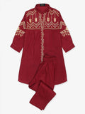Velvour Girls Cotton Embroidered Stitched 2-Piece Suit-VG77-D