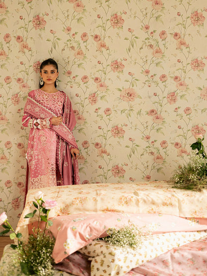 Mahnur Kaia Slub Linen Embroidered Stitched 3-Piece Suit-K- 13