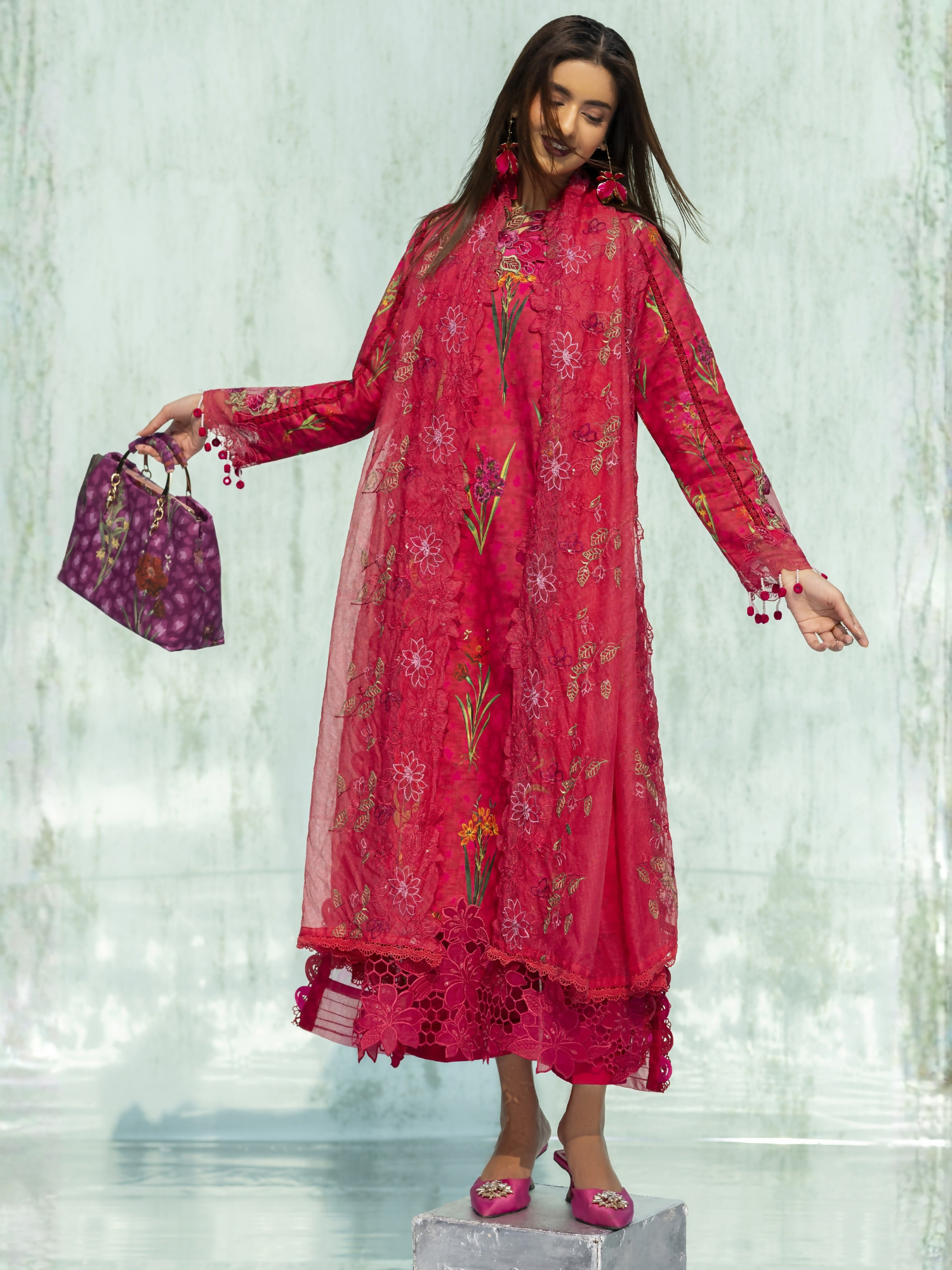 Parishay Ivy Bloom'26 Lawn Embroidered Unstitched 3-Piece Suit-IB-16