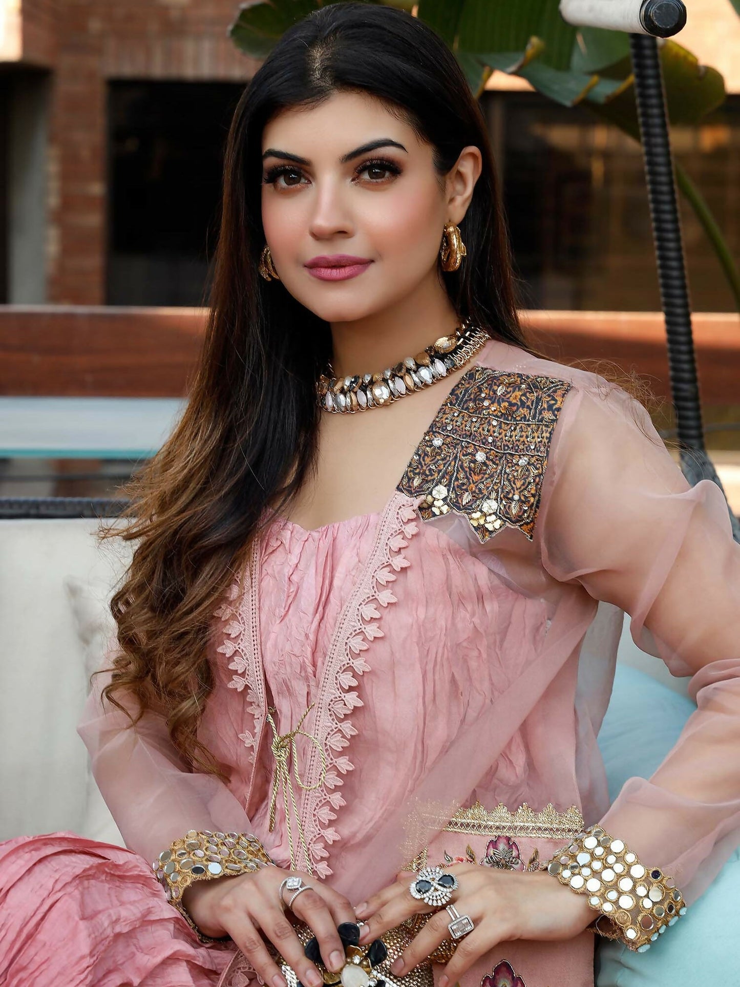 Shiza Hassan Nadia Luxury Pret Organza Embellished Jacket-Serenity Jacket