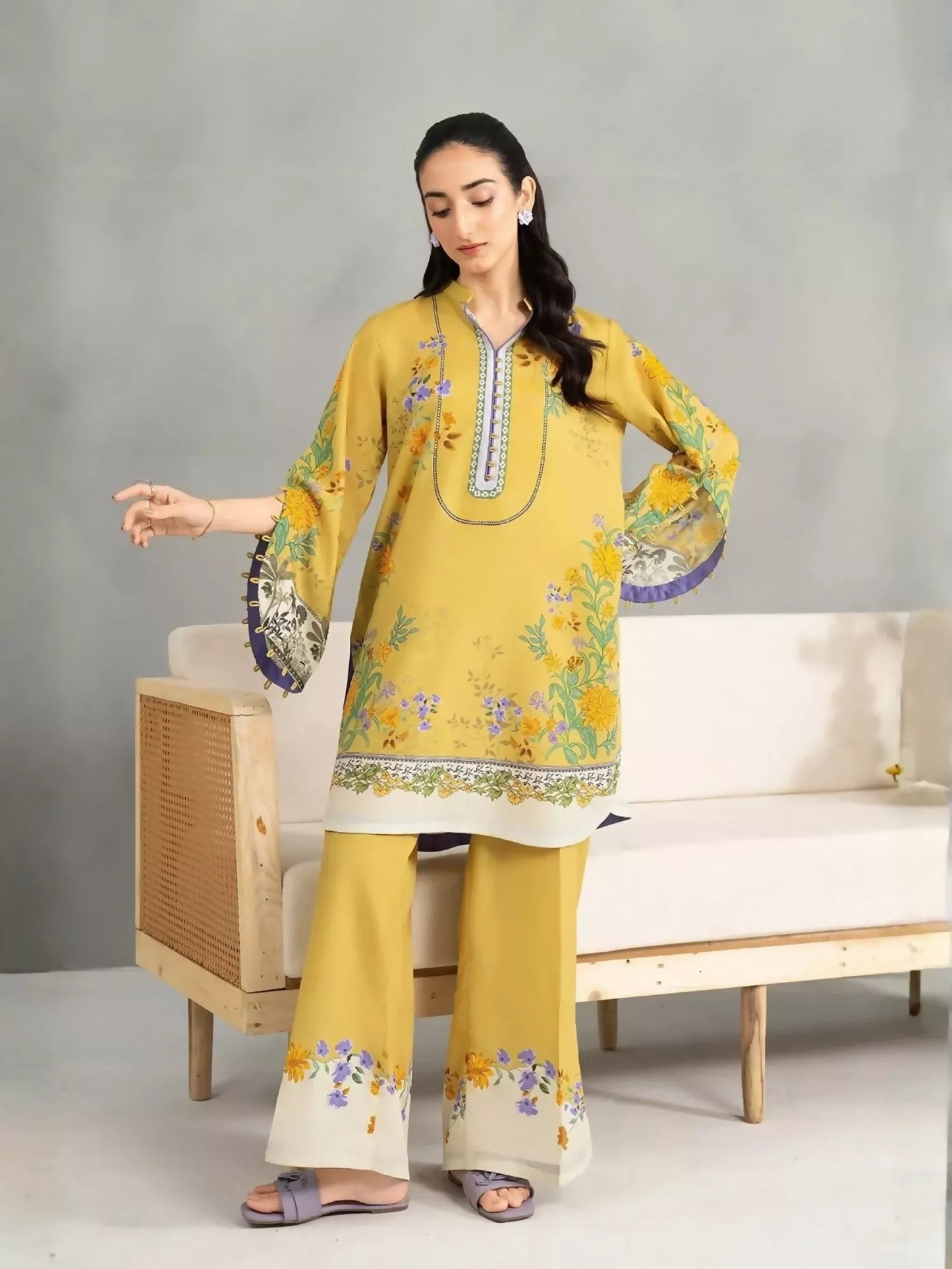 Panache Apparel Dear Summer Silk Lawn Printed Co-Ord Set-Sunpetal