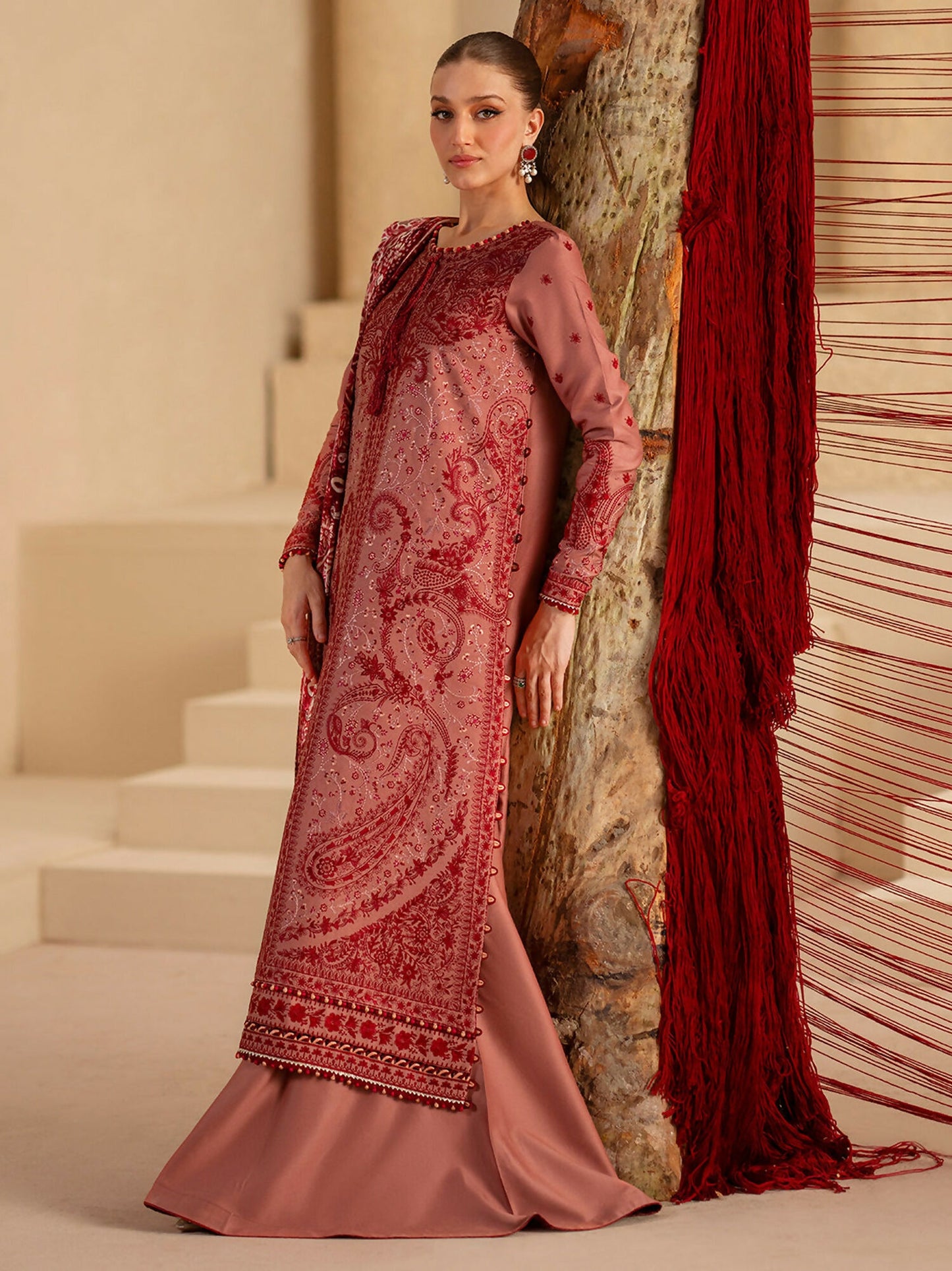 Binilyas Saqqara Kotrai Embroidered Stitched 3-Piece Suit-161-B