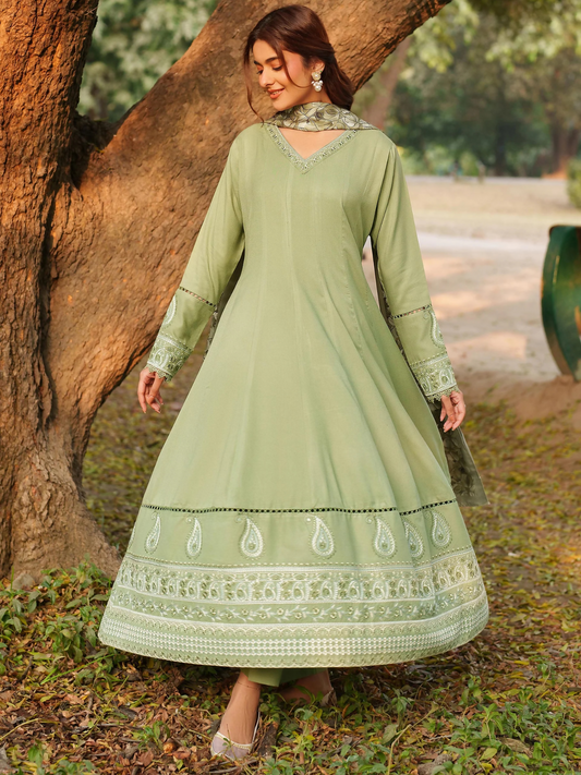 Panache Apparel Linen Embroidered Stitched Suit-Jiya