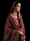 Hussain Rehar Luxury Pret'23 Raw Silk Embellished Stitched 3-Piece Suit-Granate