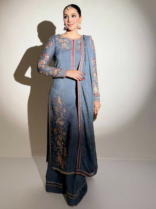Allure By IH Luxury Pret Raw Silk Embellished Stitched 3-Piece Suit-Jhoomar