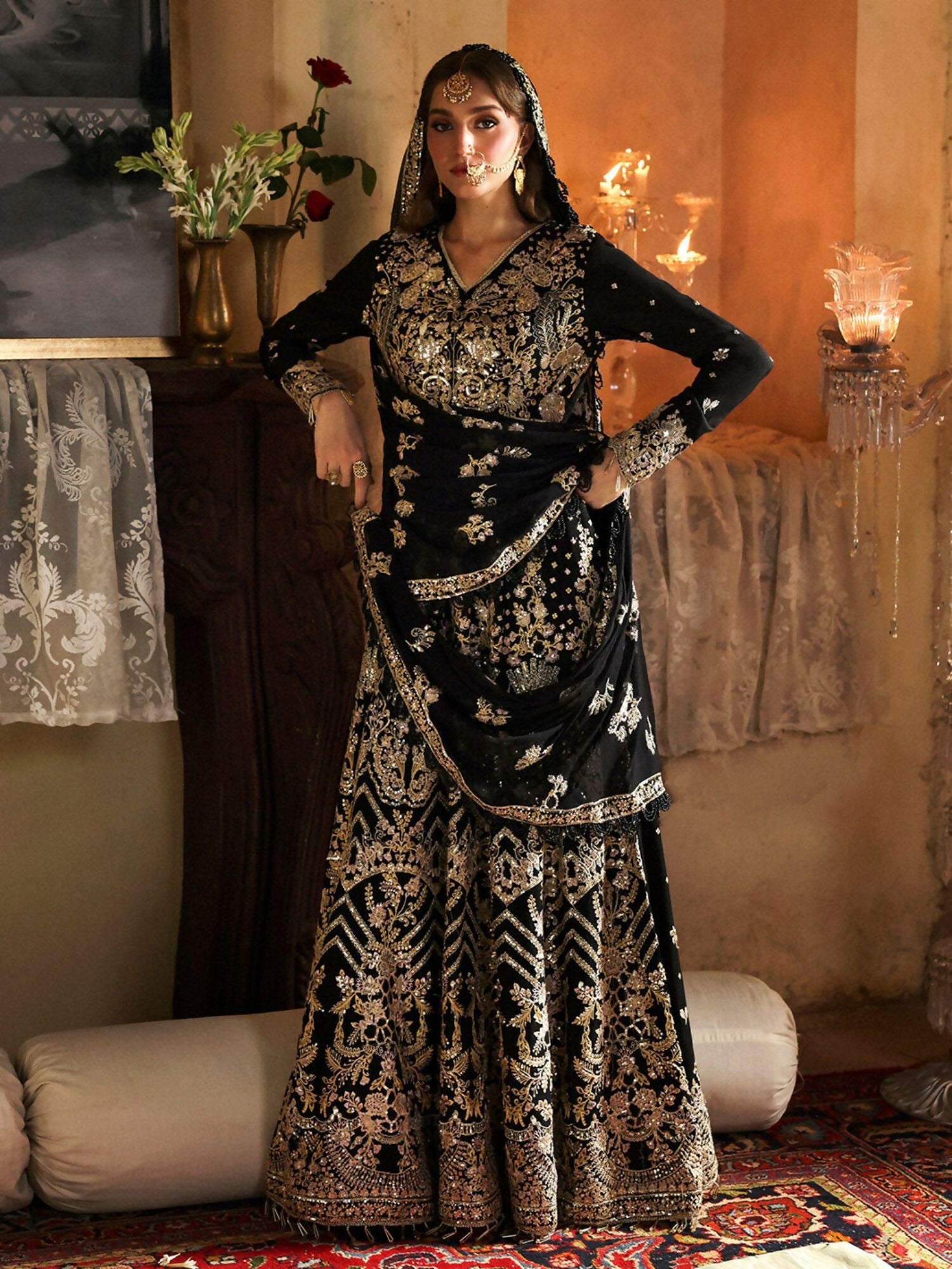 Mahnur – Stitched 3-Piece Embroidered Chiffon Suit with Chiffon Dupatta and Raw Silk Trouser