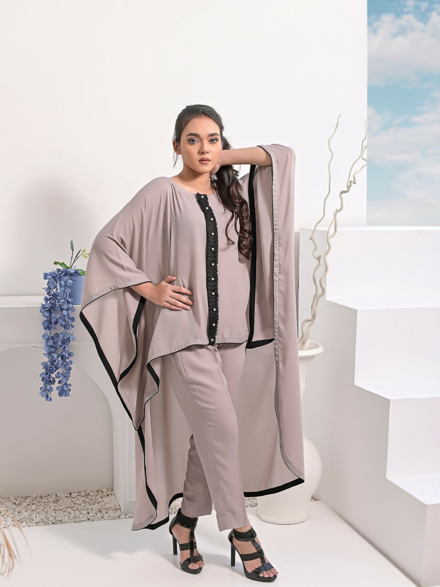 Ruby's Couture Haute & Chic Georgette Cape Set-Helen