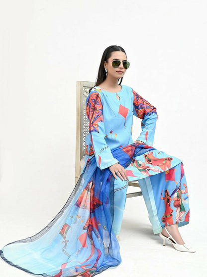 Imran Aftab Basant Mela Raw Silk Printed Unstitched 3-Piece Suit-IARP 10