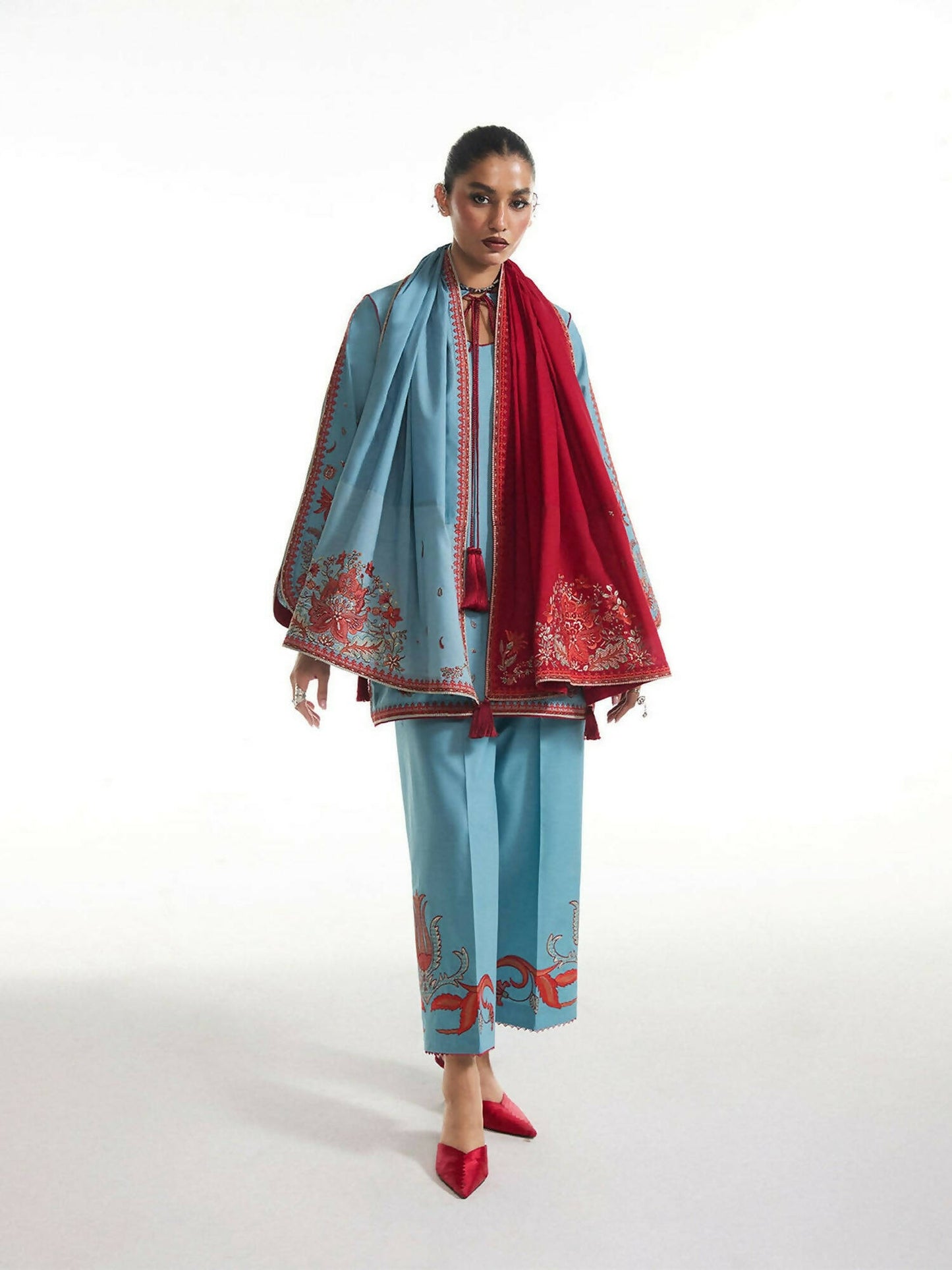 Jugnu by Hussain Rehar SS'25 Eid Pret Edit II Cotton Embroidered 2-Piece Suit-Nouri