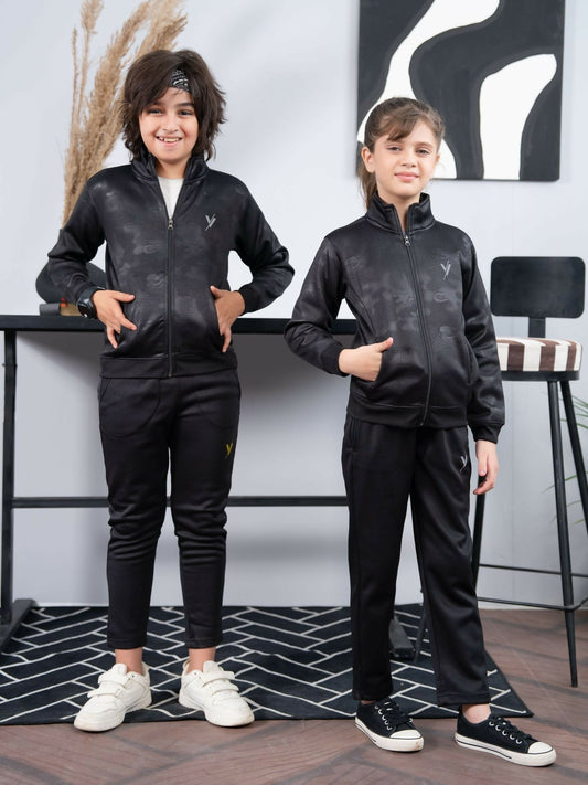 Black Velvour Winter Tracksuit-#VWT32-B