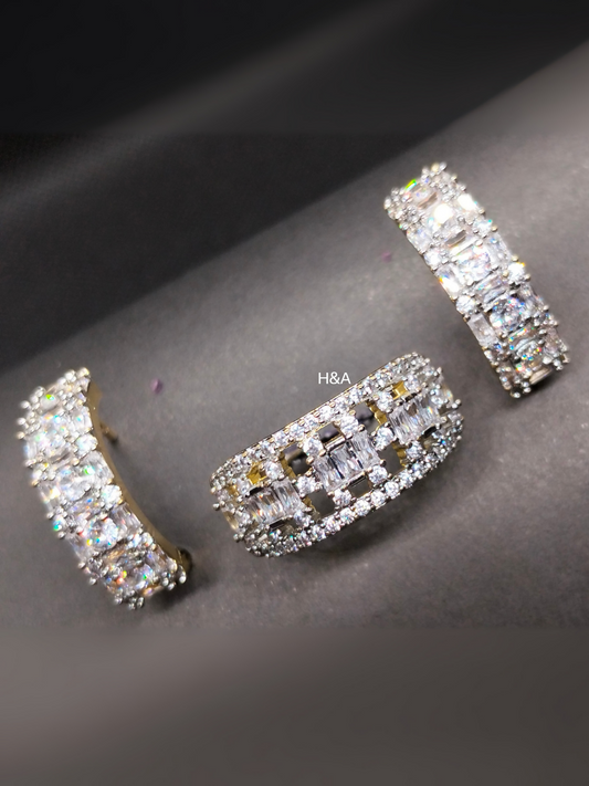 H&A Jewellery two-toned earring and ring set with elegant dual-tone design.