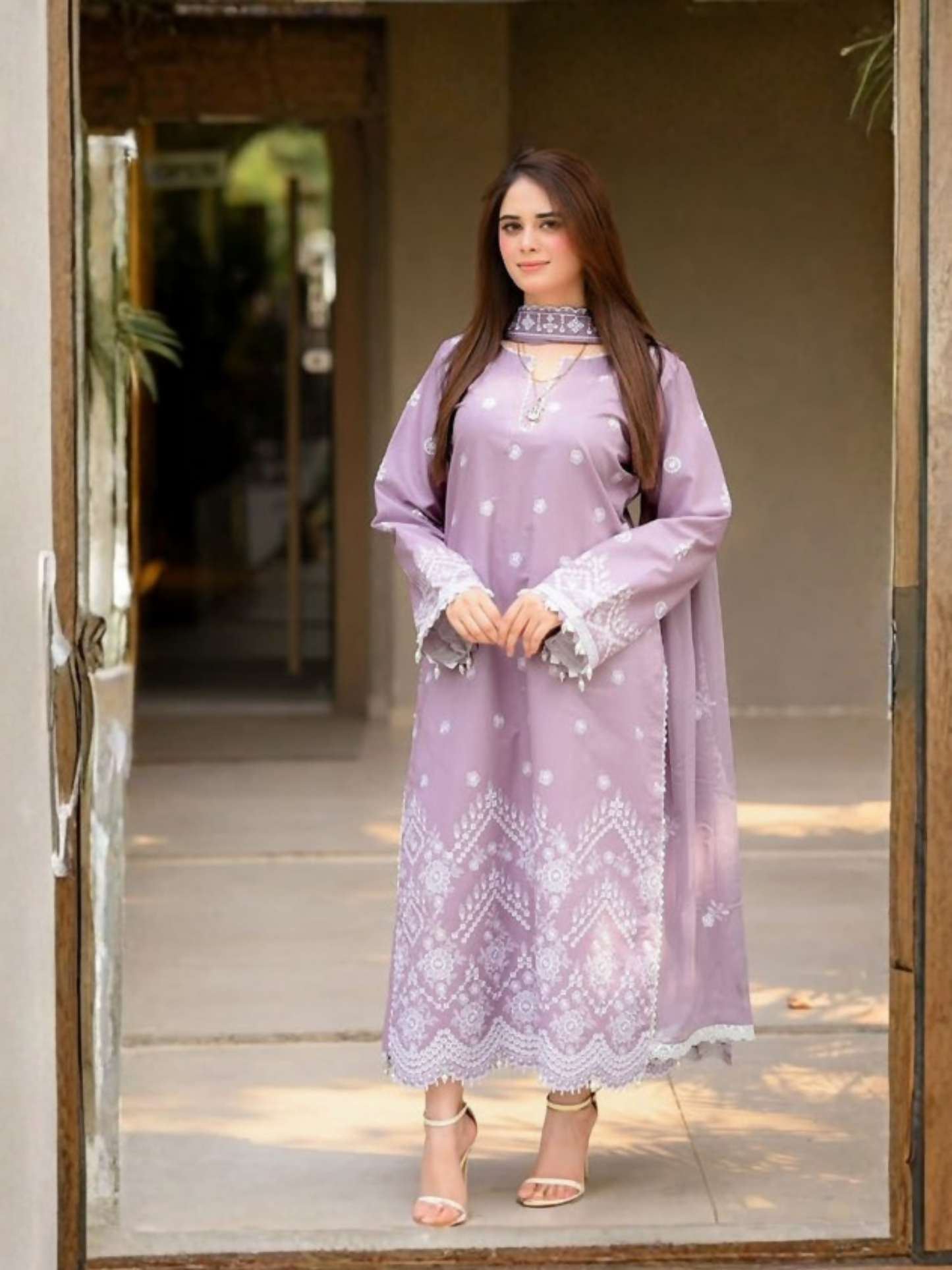 Tawakal Closet Cotton Embroidered Stitched 3-Piece Suit-Sarah