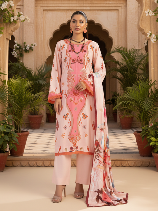 Motifz Linen Printed Unstitched 3-Piece Suit-09