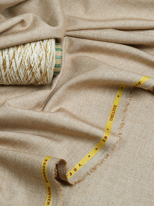 Fabrich Men Poly Blend Wash & Wear Unstitched Shalwar Kameez-Beige-GTS-EW-006