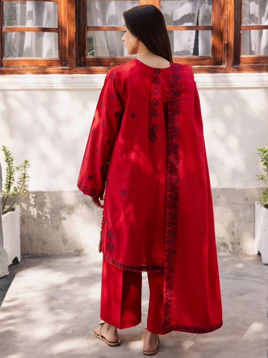 Mannat Clothing Laila Winter Pret '25 Karandi Embroidered Stitched Suit-Lila