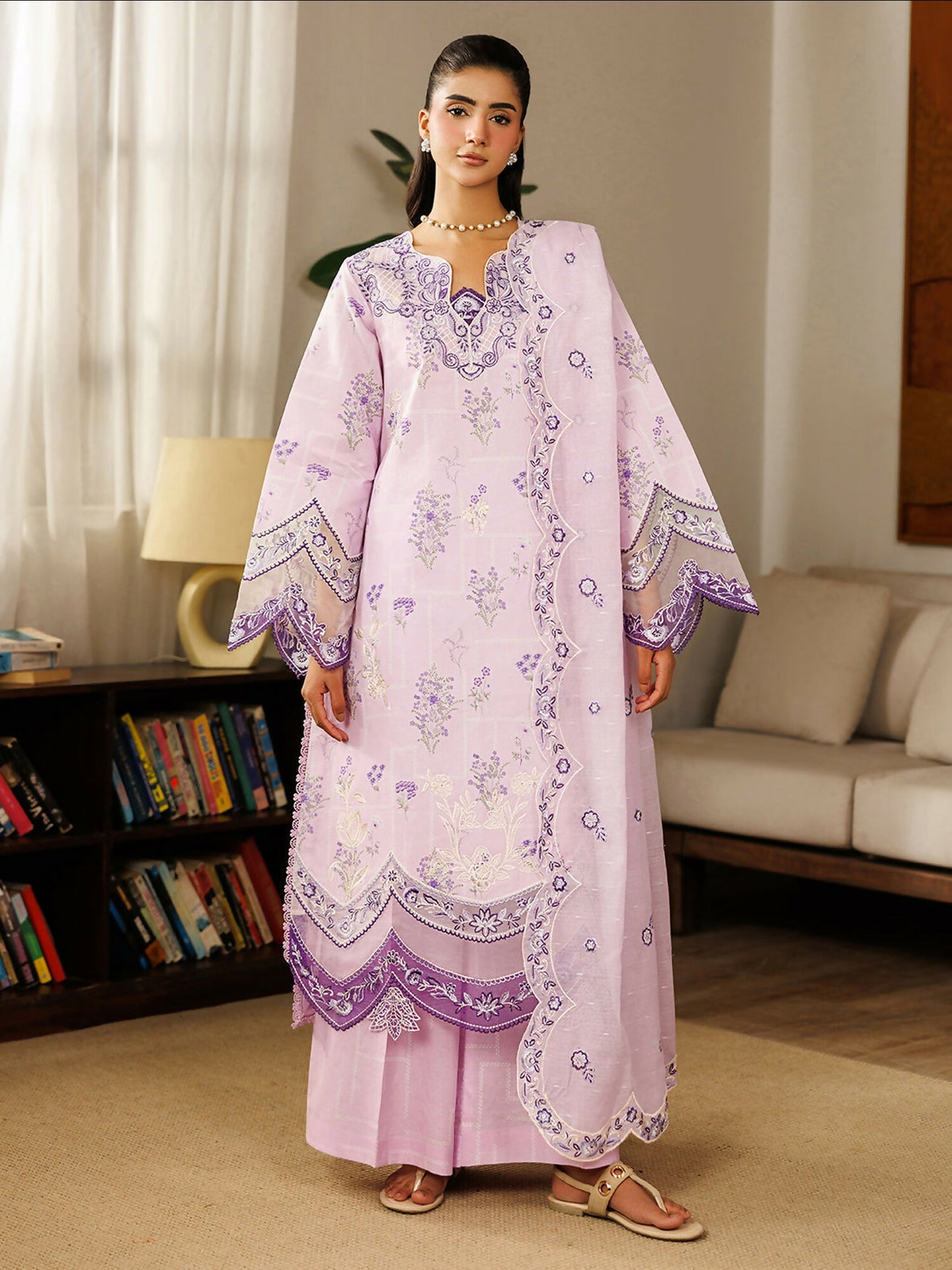 Mahnur Leila Lawn'26 Embroidered Unstitched 3-Piece Suit-L-04