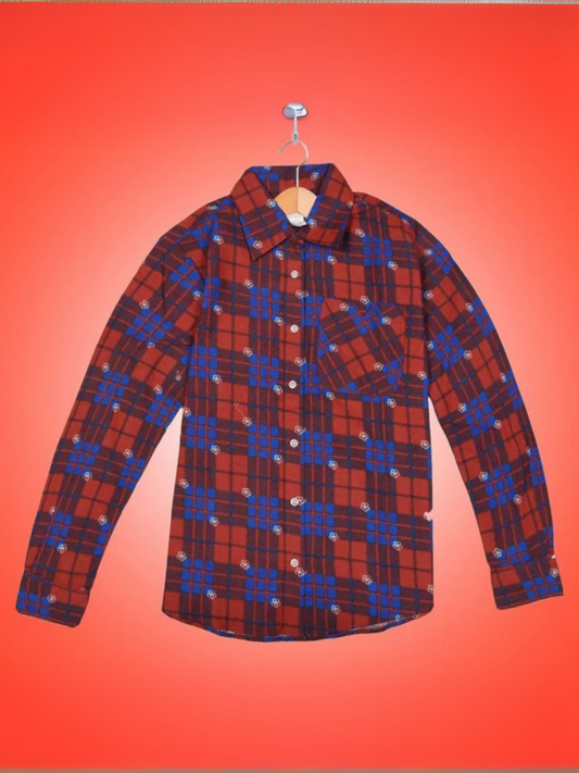 Blue Funky's Printed Women Flannel Blue Daily Wear Shirt-10660