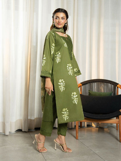 Panache Apparel Solid Story Cotton Lawn Embroidered Stitched Suit-Nerina