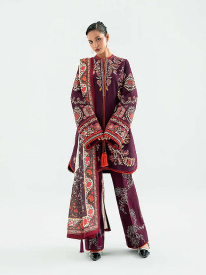 Jugnu By Hussain Rehar Khaddar'25 Embroidered Unstitched 3-Piece Suit-Laleh