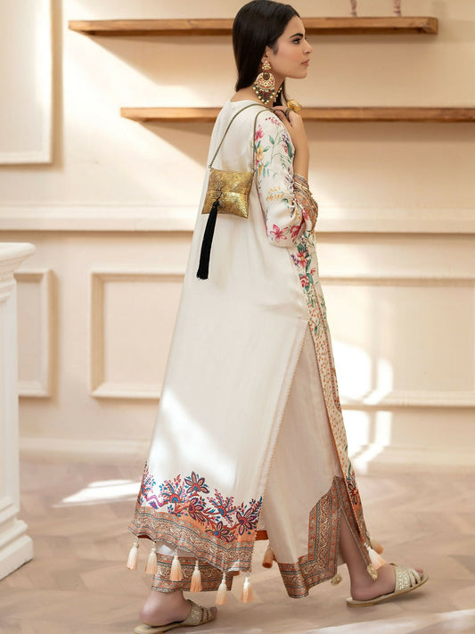 Shiza Hassan Miha Luxury Pret Satin Silk Embellished 3-Piece Suit-Petunias