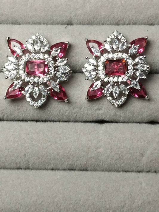 H&A Jewellery One Carat Silver Rhodium Plated Stud Earrings