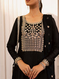 Allure By IH Be-My-Guest Thai Silk Embroidered kaftan Set-Espresso