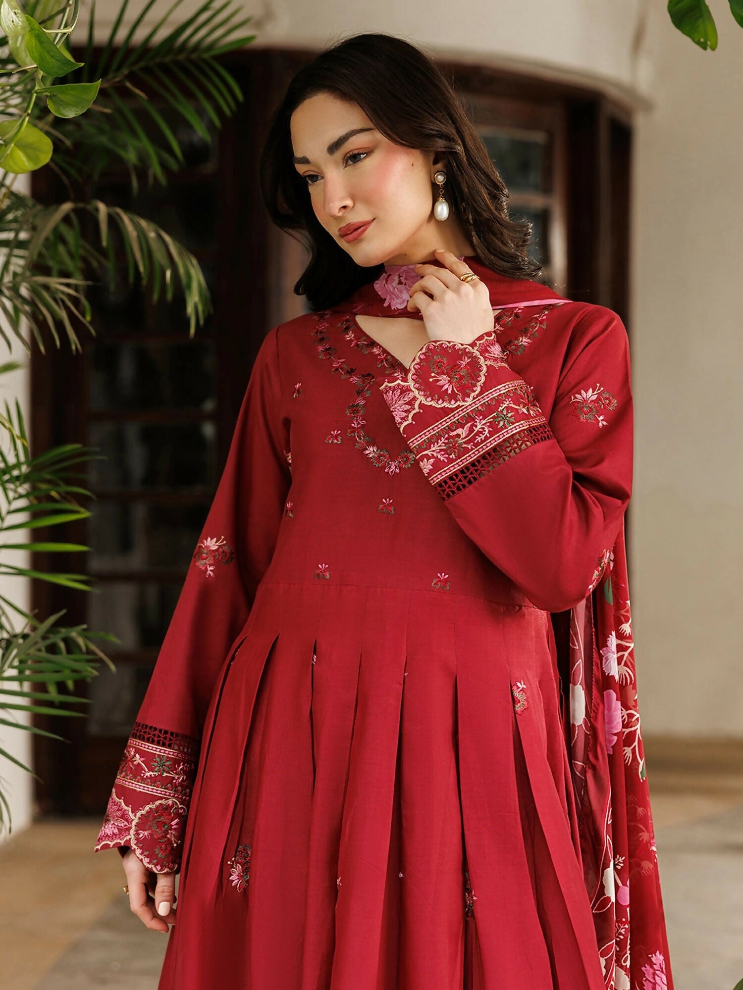 Panache Apparel Mistfall Ramadan Edit Cotton Embroidered Stitched Suit-Blush Reverie