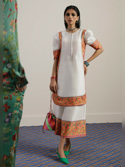 Ivory Hussain Rehar Pay Day Volume - ||| Raw Silk Printed Stitched 2-Peice Suit-Signa