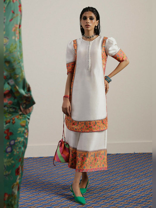 Ivory Hussain Rehar Pay Day Volume - ||| Raw Silk Printed Stitched 2-Peice Suit-Signa