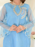 Ruby's Couture Gul-Bahar Organza Embroidered Stitched 3-Piece Suit-Noor Mahal