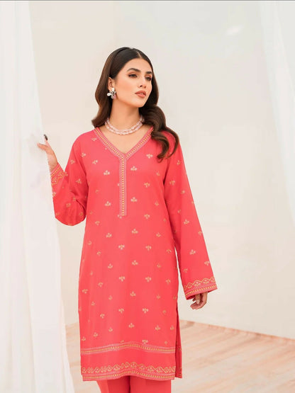 Panache Apparel Winter Basics Linen Embroidered Stitched 2-Piece Suit-Divine