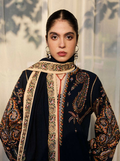 Jugnu By Hussain Rehar AW 25 - Edit I Karandi Embroidered Scarf-Bani