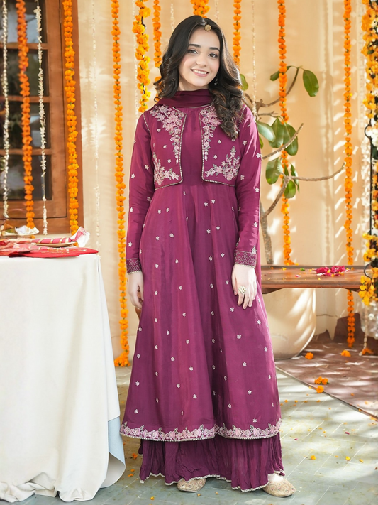 Panache Apparel Noore Eid Edit Sheesha Silk Embroidered Stitched Suit-Zeni