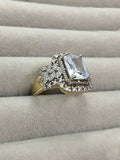 H&A Jewellery 18K Gold Polished Zircon Halo Ring-Dual tone