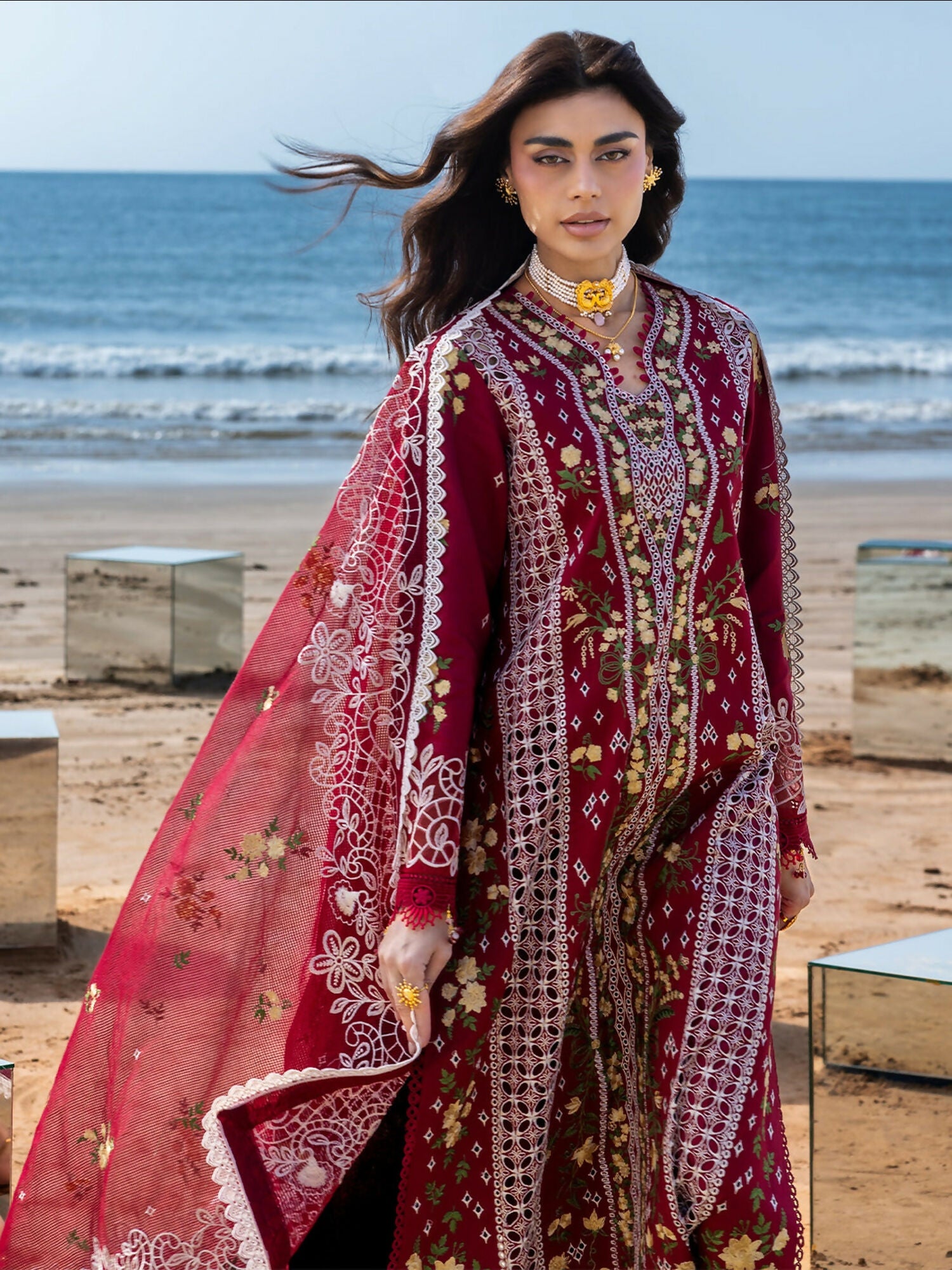 Mahnur Sirene Luxury Lawn'26 Embroidered Stitched 3-Piece Suit-S-11