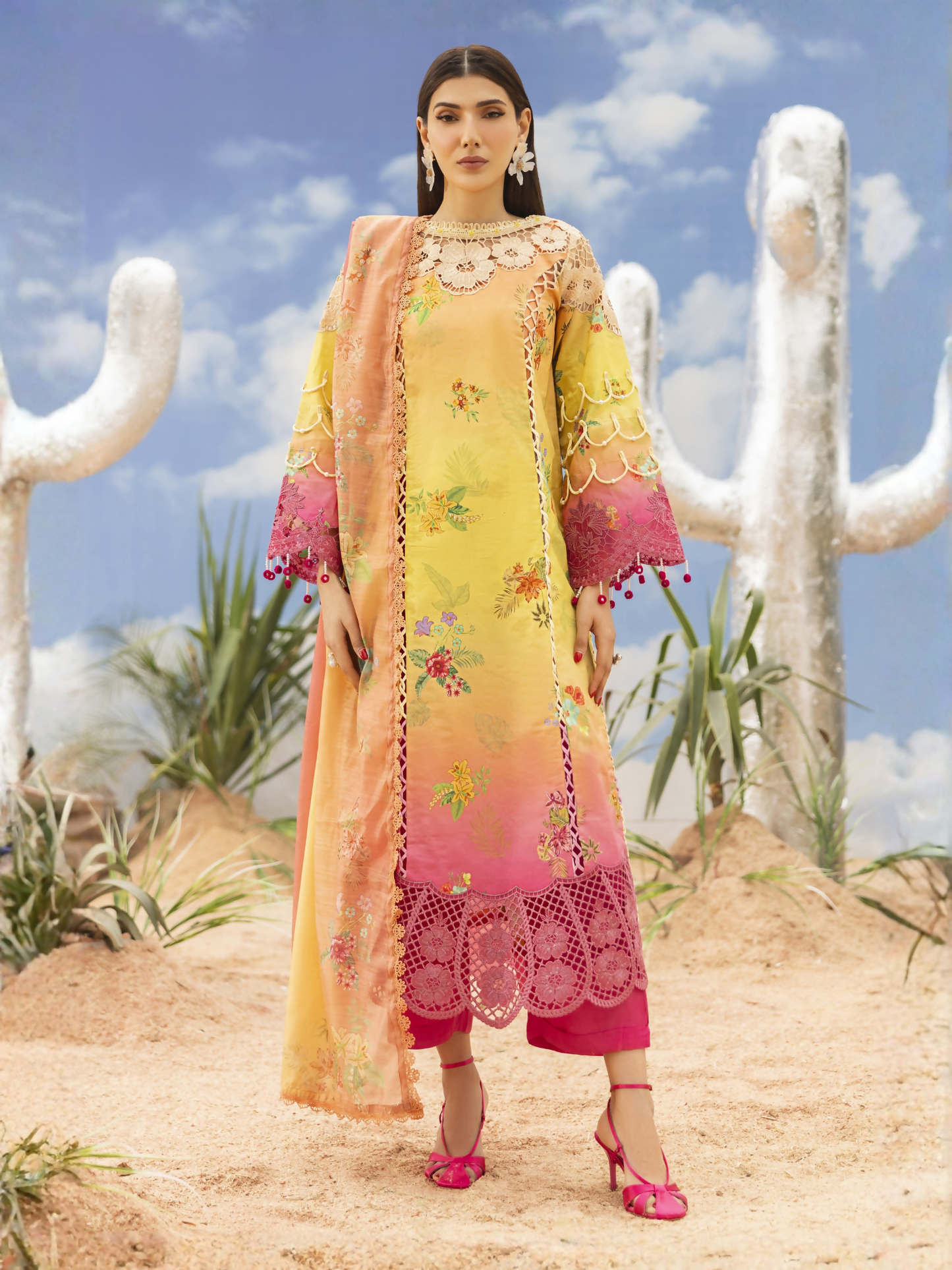 Parishay Ivy Bloom'26 Lawn Embroidered Unstitched 3-Piece Suit-IB-01