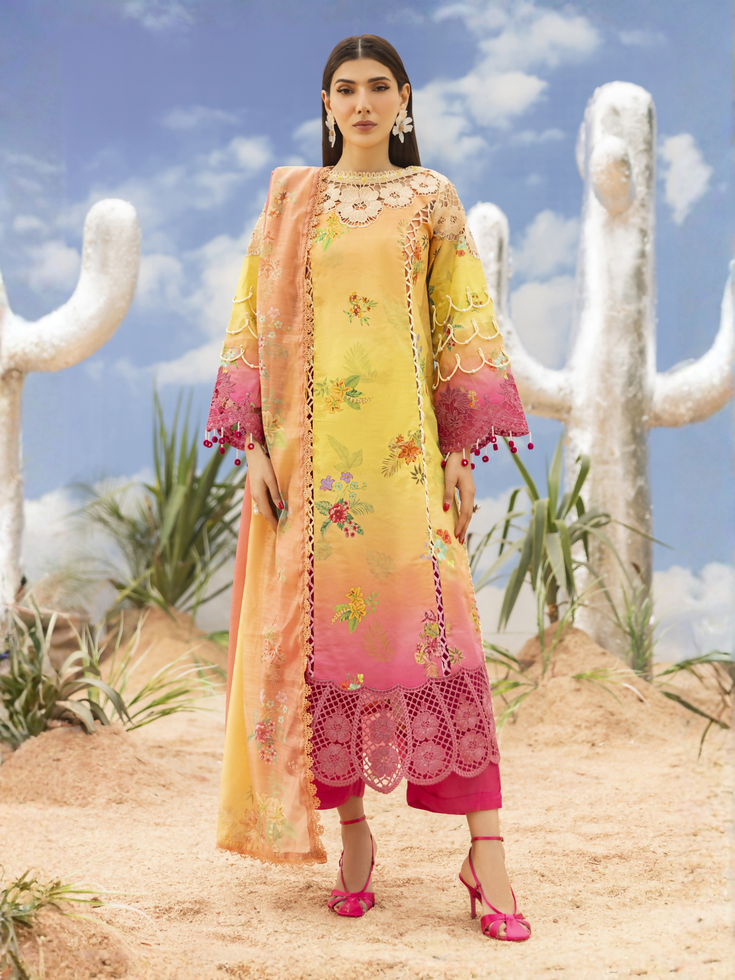 Parishay Ivy Bloom'26 Lawn Embroidered Unstitched 3-Piece Suit-IB-01