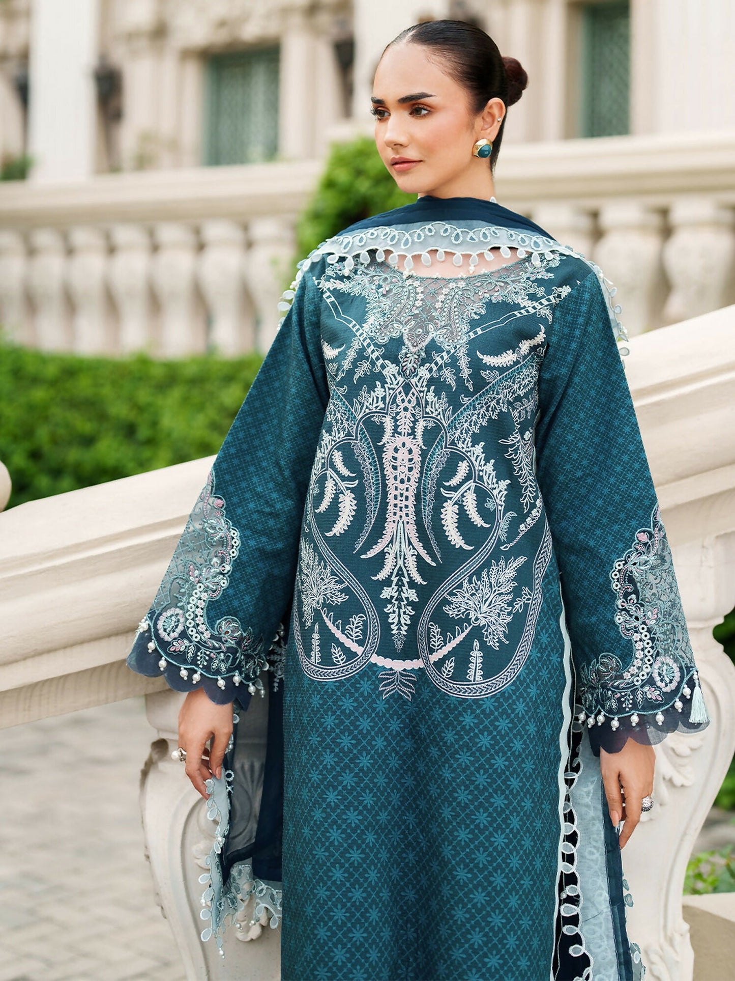 Parishay Ivy Bloom Viscose Embroidered Stitched 3-Piece Suit-IW-09