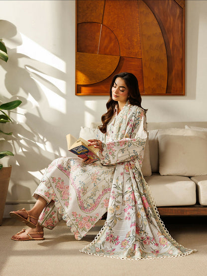 Mahnur Leila Lawn'26 Embroidered Unstitched 3-Piece Suit-L-03