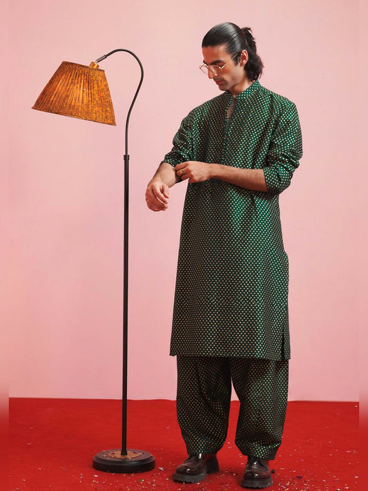 Emerald Green Hussain Rehar BASIC NOT BASIC IV Raw Silk Embroidered Stitched 2-Piece Suit-Verdant